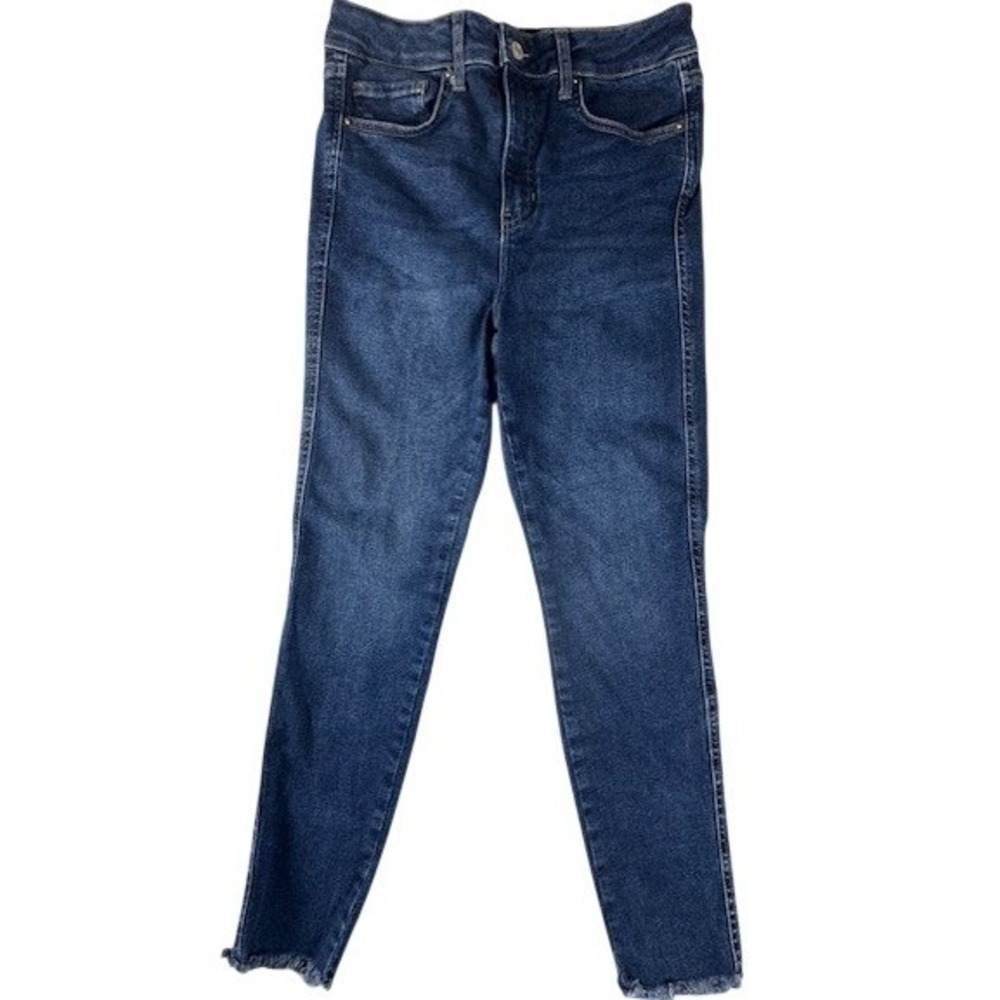 Free People Jeans Womens 31 We The Free High Rise Skinny Raw Hem Dark Wash